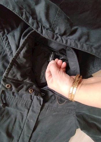 Kadın Gri Uzun Düğmeli Street Style Yağmurluk - Görsel 5