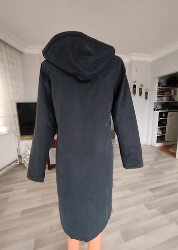 Kadın Gri Uzun Düğmeli Street Style Yağmurluk - Görsel 7