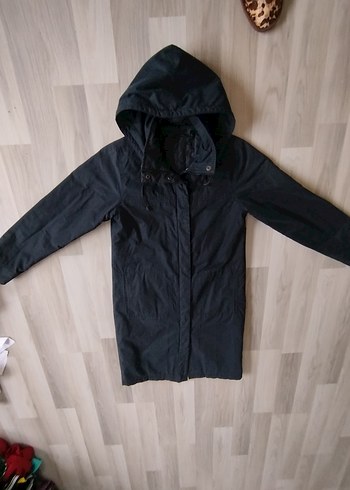 Kadın Gri Uzun Düğmeli Street Style Yağmurluk - Görsel 6