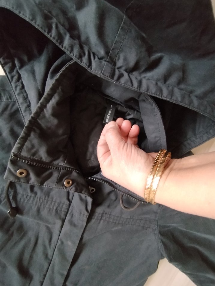 Kadın Gri Uzun Düğmeli Street Style Yağmurluk - Görsel 5