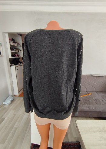 38 Beden gri Renk Gri Mini Triko Kadın Sweatshirt