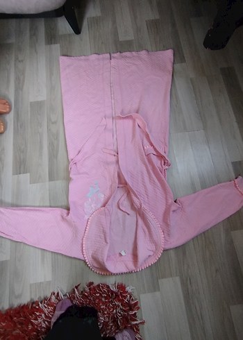 Nakışlı Uzun Pembe Kadın Bornoz - Görsel 11