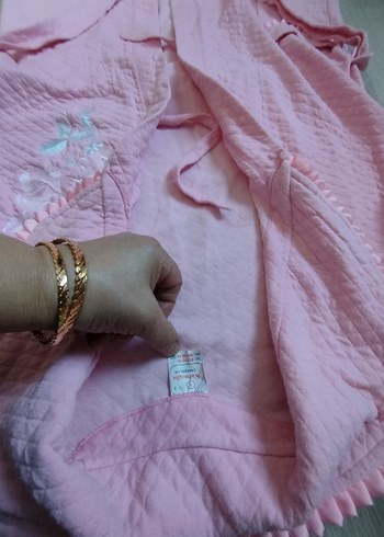 Nakışlı Uzun Pembe Kadın Bornoz - Görsel 12