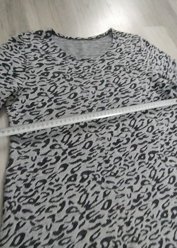 Gri Zebra Desenli Örgü Kadın Elbise tünik - Görsel 2