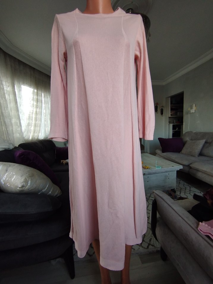 Pudra Pembe Uzun Hamile Tunik - Görsel 3