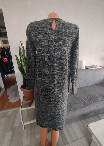 s Beden gri Renk Gri Uzun Kollu Triko Elbise