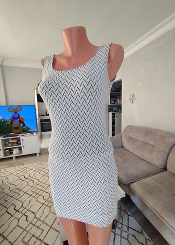 Kadın Beyaz V Yaka Triko Elbise - Görsel 3