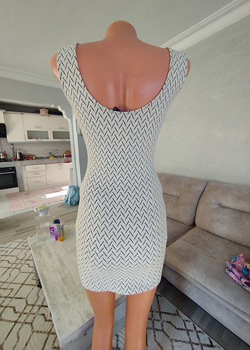 Kadın Beyaz V Yaka Triko Elbise - Görsel 4