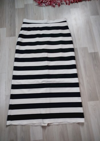 Çizgili Midi Kalem Etek - Görsel 5