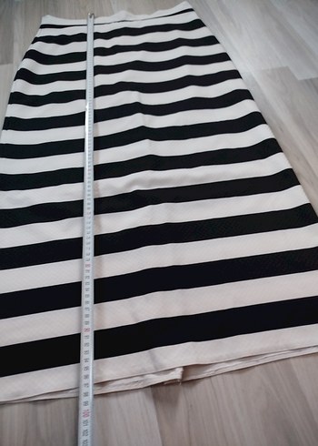 Çizgili Midi Kalem Etek - Görsel 6