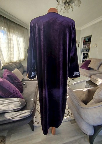 Mor Nakışlı Uzun Bohem Elbise - Görsel 3