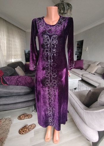 Mor Uzun Kollu Kadın Elbise - Görsel 2