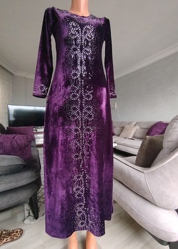 Mor Uzun Kollu Kadın Elbise - Görsel 5