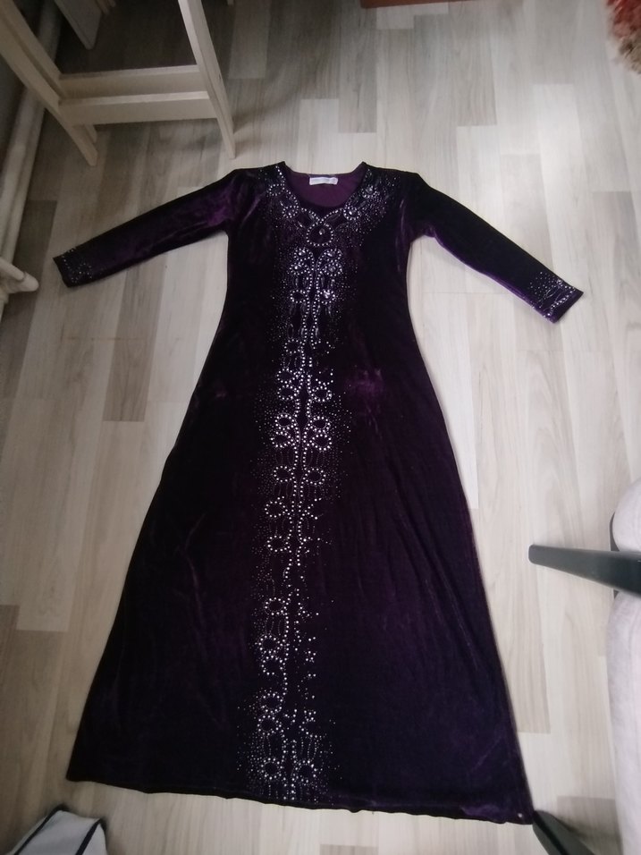 Mor Uzun Kollu Kadın Elbise - Görsel 3