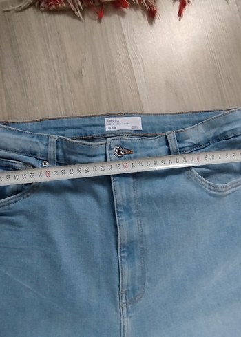 Düğmeli Mavi Midi Bol Kesim Kadın Kot Pantolon - Görsel 4