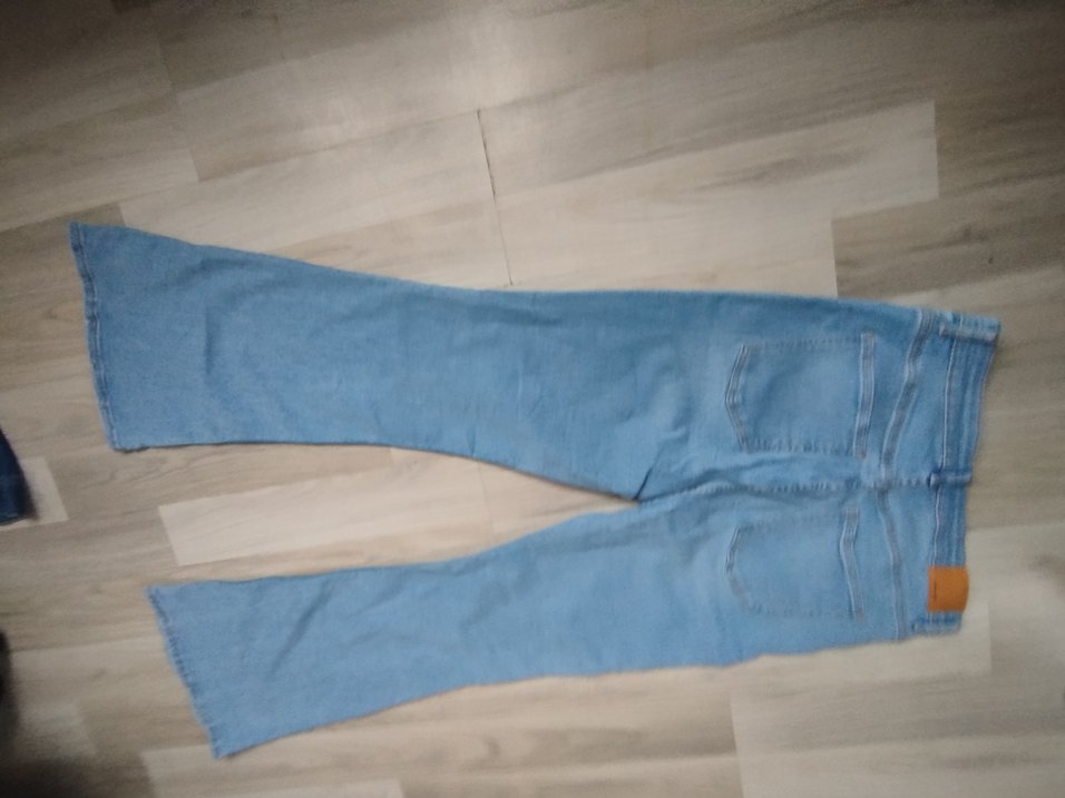 Düğmeli Mavi Midi Bol Kesim Kadın Kot Pantolon - Görsel 5