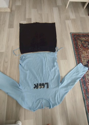 Mavi Kadın Mini Sweatshirt Velcro Detaylı