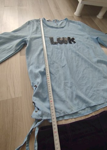 diğer Beden Mavi Kadın Mini Sweatshirt Velcro Detaylı