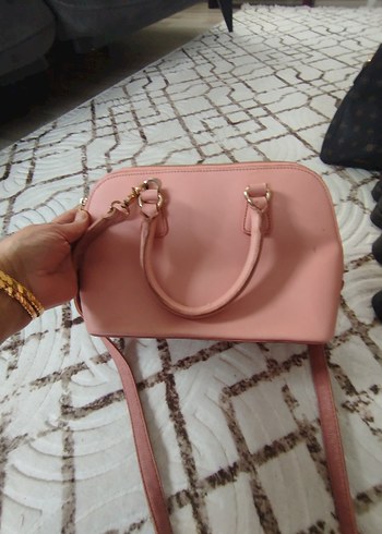Pembe Deri Kadın Çanta Orjinal fermuarı bozuk - Görsel 3