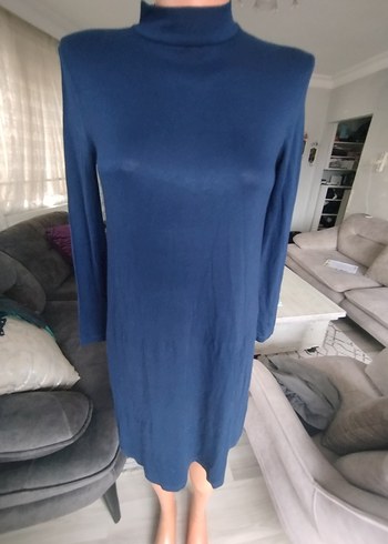 Uzun Kollu Lacivert Basic Elbise - Görsel 4