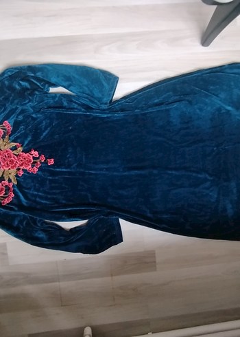 Nakışlı Turkuaz Kadın Uzun Elbise - Görsel 11