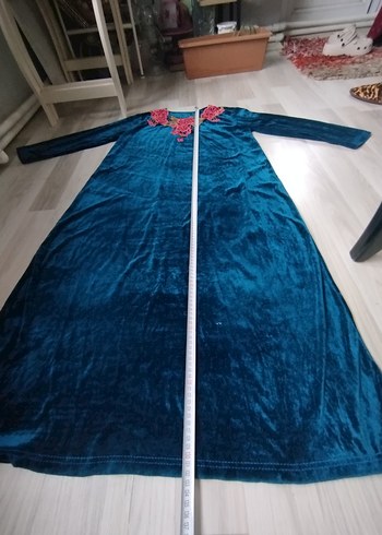 Nakışlı Turkuaz Kadın Uzun Elbise - Görsel 7