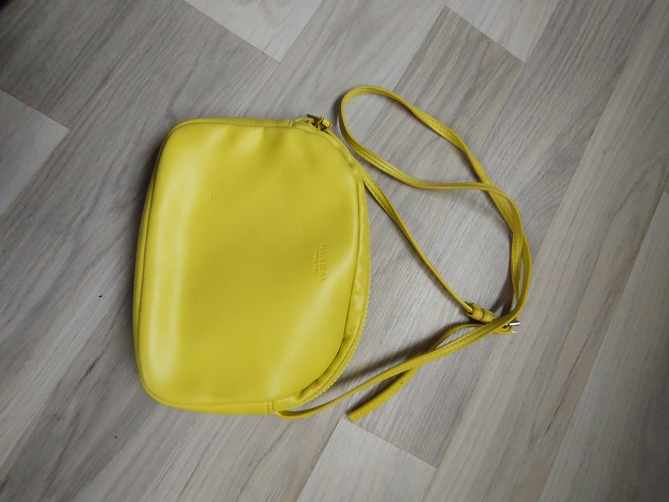 Sarı Deri Kadın Çapraz Çanta Fermuarlı - Görsel 5