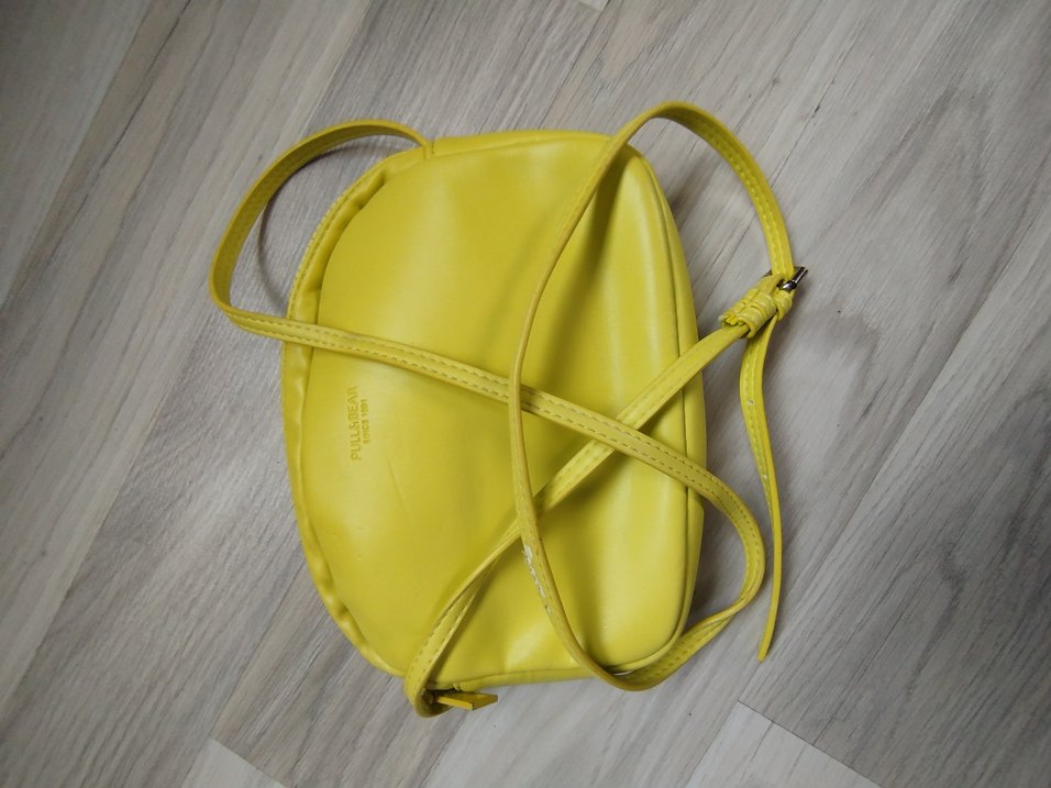 Sarı Deri Kadın Çapraz Çanta Fermuarlı - Görsel 4