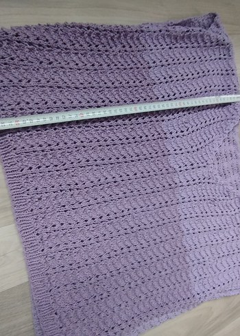 Bohem V Yaka Kısa Kollu Örgü Mor Kazak - Görsel 8