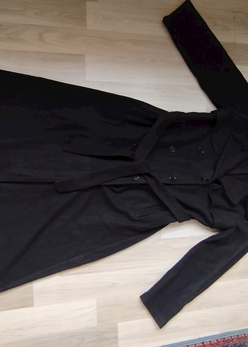 Kemerli Uzun Gri Süet Kadın Kaban - Görsel 5