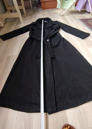 Kemerli Uzun Gri Süet Kadın Kaban - Görsel 9