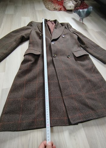 Uzun Kahverengi Düğmeli Erkek Kaban - Görsel 10