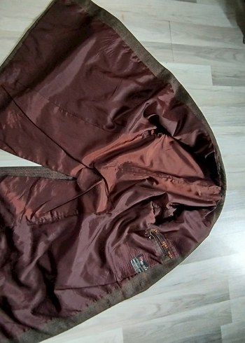 Uzun Kahverengi Düğmeli Erkek Kaban - Görsel 14