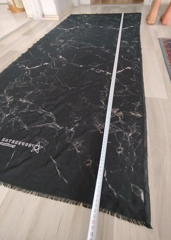 Uzun Siyah Baskılı şal - Görsel 5