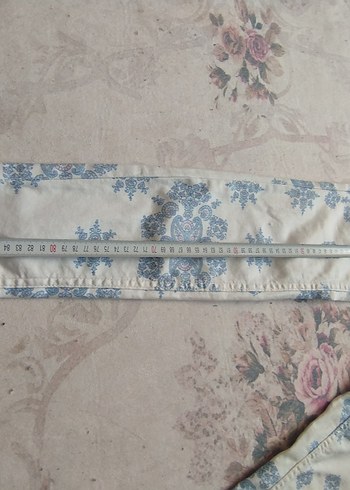Diğer Bohem Beyaz Mavi Desenli Kadın Denim Pantolon