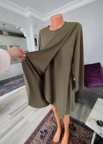 42 Beden Kadın Haki Midi Boy Salaş Tunik