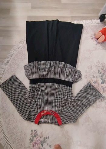 Gri Ekose Desenli Pilili Ofis  elbise - Görsel 10