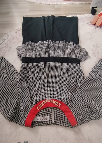 Gri Ekose Desenli Pilili Ofis  elbise - Görsel 8