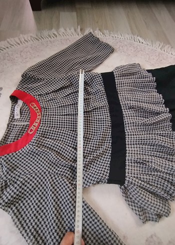 Gri Ekose Desenli Pilili Ofis  elbise - Görsel 9