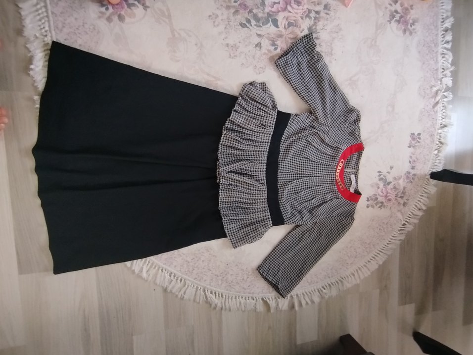 Gri Ekose Desenli Pilili Ofis  elbise - Görsel 3