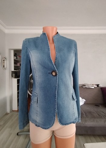 42 Beden mavi Renk Düğmeli Kadın Kısa Kot Ceket