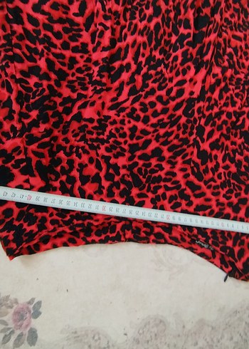 Kırmızı Leopar Desenli Salaş Uzun  Etek - Görsel 7