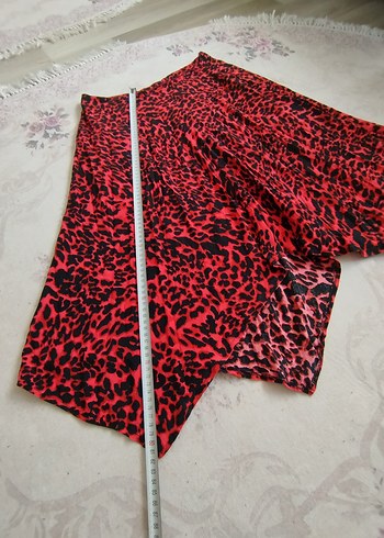 Kırmızı Leopar Desenli Salaş Uzun  Etek - Görsel 9