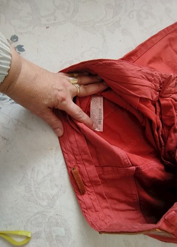 diğer Beden kırmızı Renk Düğmeli Kırmızı Rahat Kadın Kumaş Pantolon