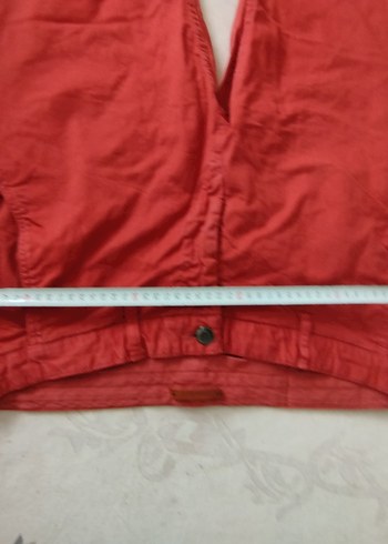 Zara Düğmeli Kırmızı Rahat Kadın Kumaş Pantolon