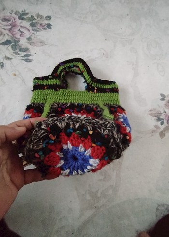 Beden Renkli Örgü Bohem Kadın Çanta