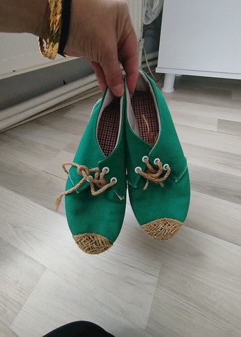 38 Beden Yeşil Örgü Kadın Espadril