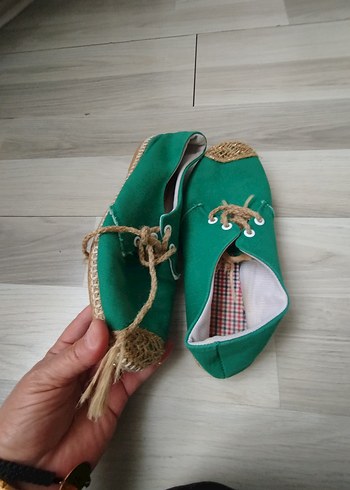 38 Beden yeşil Renk Yeşil Örgü Kadın Espadril