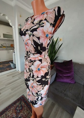Anna Sui Pembe Çiçek Desenli Uzun Kadın Elbise