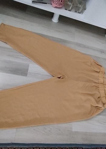 40 Beden altın Renk Bej Midi Keten Kadın Kumaş Pantolon
